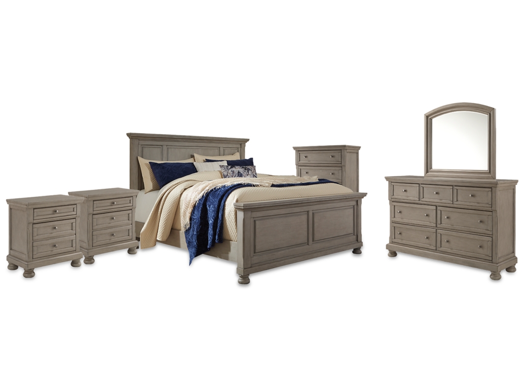 Lettner King Panel Bed, Dresser, Mirror, Chest and 2 Nightstands - main image