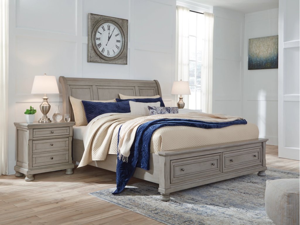 Lettner California King Sleigh Bed with 2 Storage Drawers - image 1