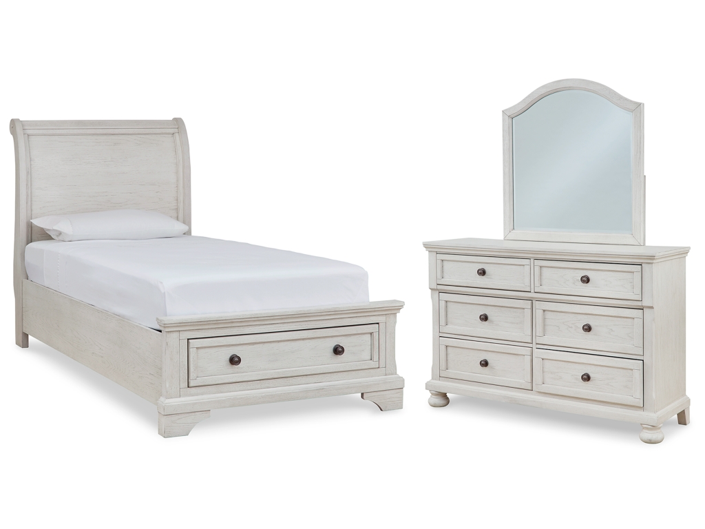 Robbinsdale Twin Sleigh Storage Bed, Dresser and Mirror - main image