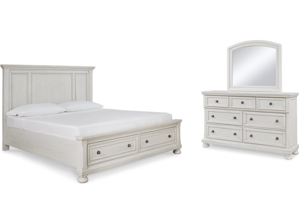 Robbinsdale King Panel Storage Bed, Dresser and Mirror - main image
