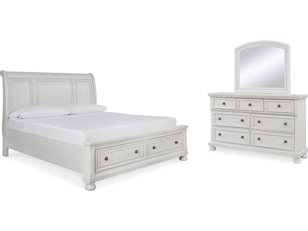 Robbinsdale Queen Sleigh Storage Bed, Dresser and Mirror - main image