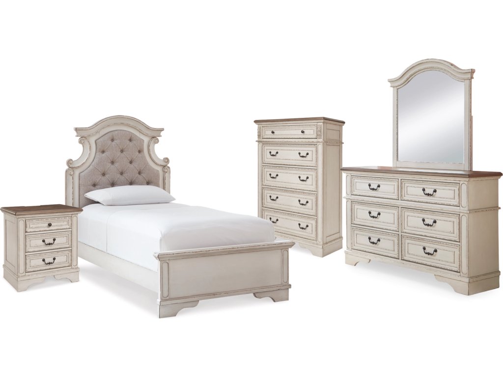 Realyn Twin Panel Bed, Dresser, Mirror, Chest and Nightstand - main image