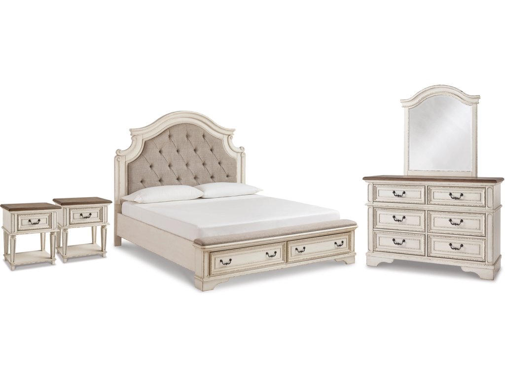 Realyn King Panel Storage Bed, Dresser, Mirror and 2 Nightstands - main image