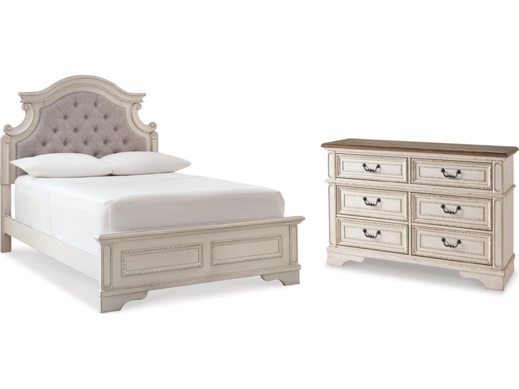 Realyn Full Upholstered Panel Bed with Dresser - main image
