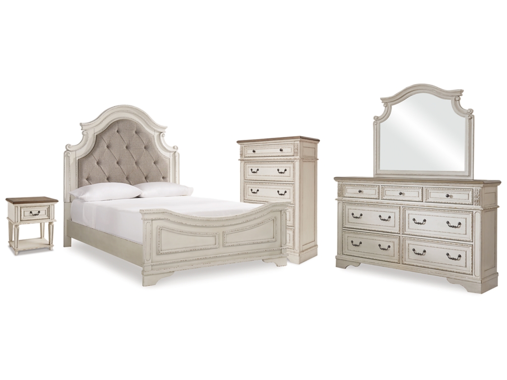 Realyn Queen Panel Bed Dresser, Mirror, Chest and Nightstand - main image