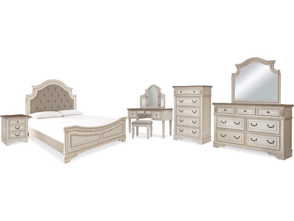 Realyn King Panel Bed, Dresser, Mirror, Chest, Vanity and Nightstand - main image