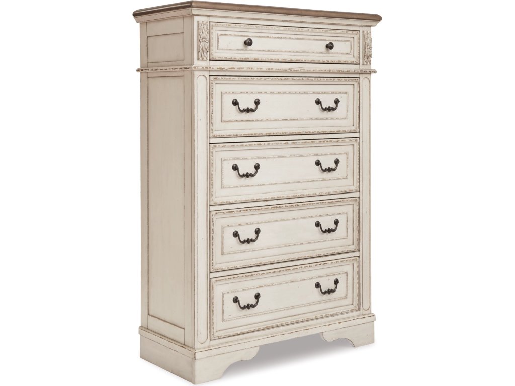 Realyn California King Upholstered Bed, Dresser, Mirror and Chest - image 3