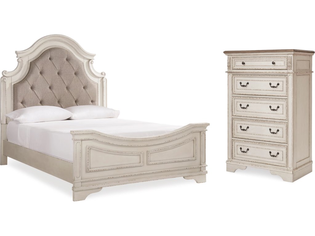 Realyn Queen Upholstered Panel Bed and Chest - main image