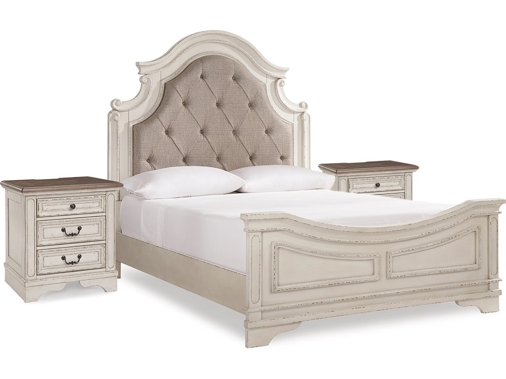 Realyn Queen Upholstered Panel Bed and 2 Nightstands - image 1