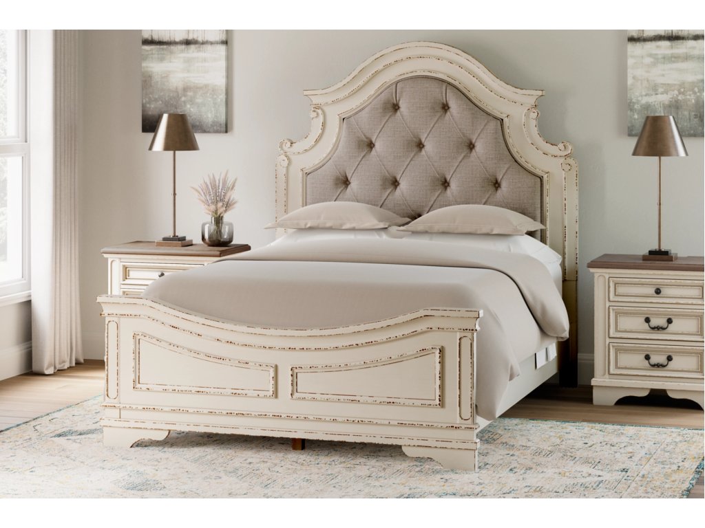 Realyn Queen Upholstered Panel Bed and 2 Nightstands - main image