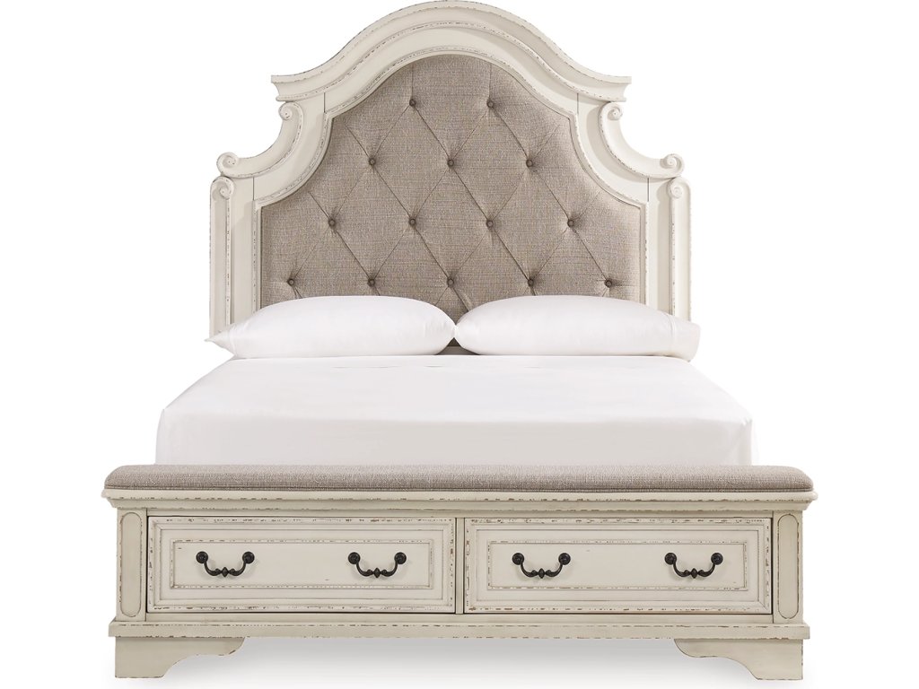 Realyn Queen Upholstered Panel Bed with Storage, Dresser and Nightstand - image 4
