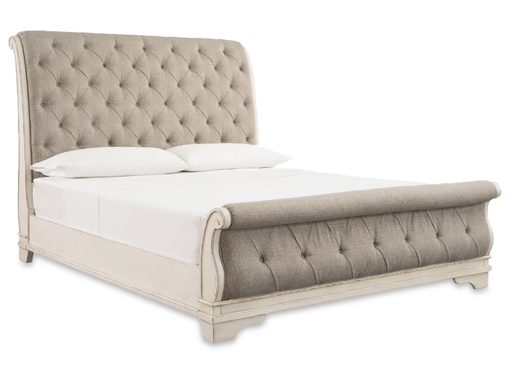 Realyn Queen Upholstered Sleigh Bed, Dresser and 2 Nightstands - image 5