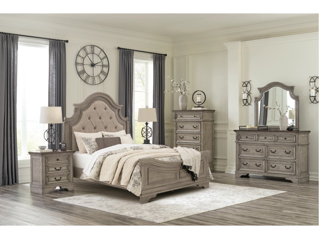 Lodenbay Queen Upholstered Panel Bed, Dresser, Mirror, Chest and Nightstand - main image