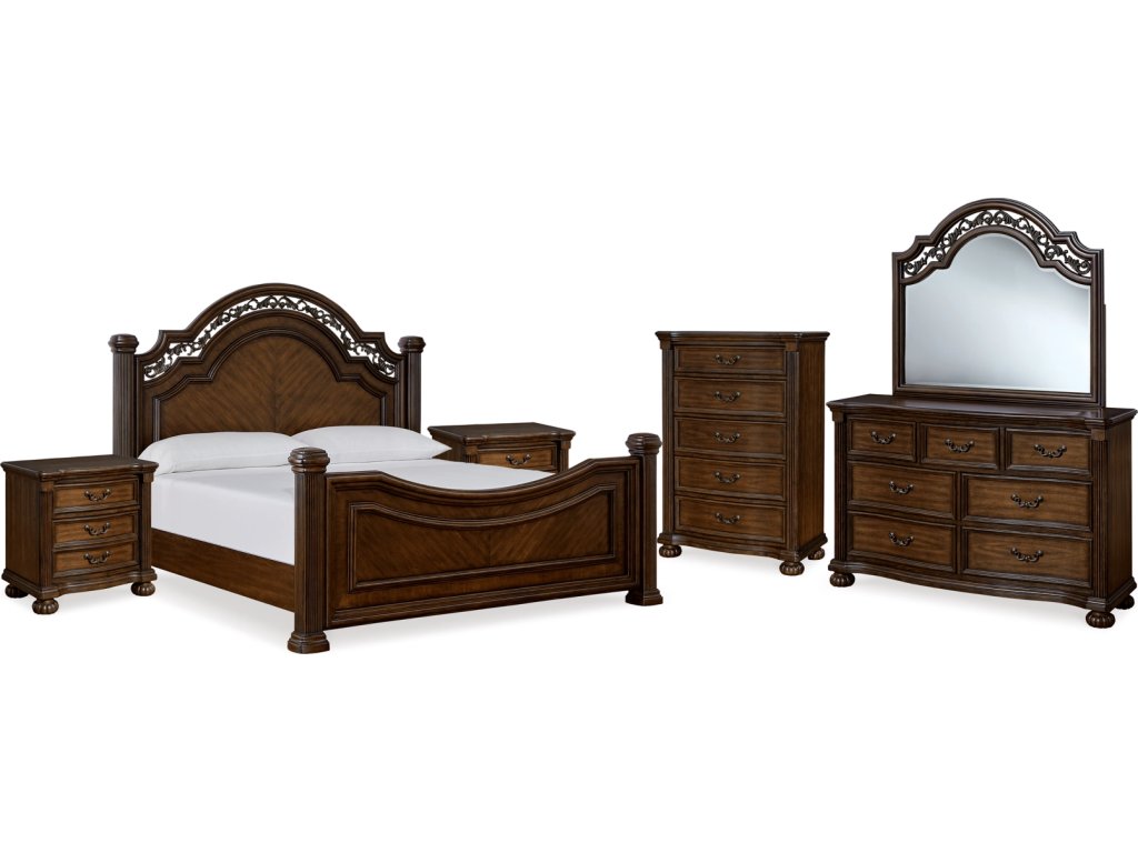 Lavinton King Poster Bed, Dresser, Mirror, Chest and 2 Nightstands - main image