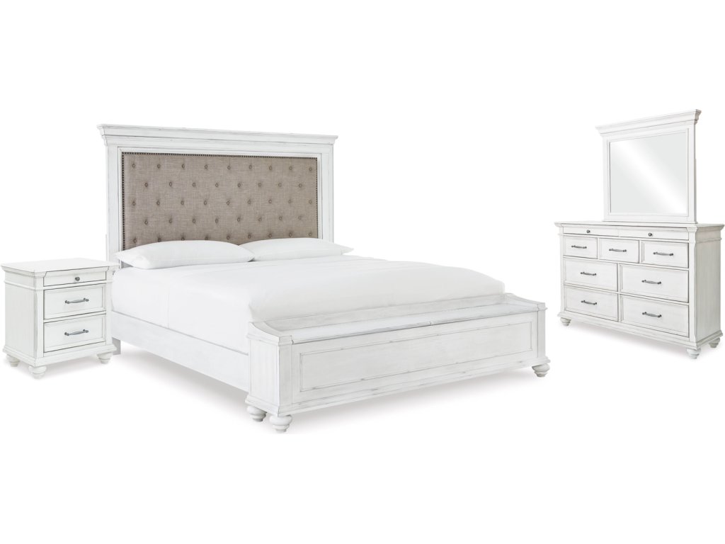 Kanwyn King Upholstered Storage Bed, Dresser, Mirror and Nightstand - main image