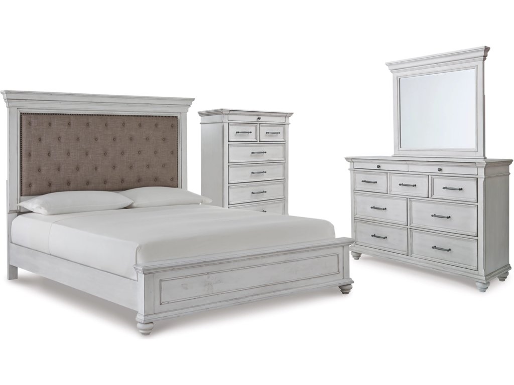 Kanwyn King Upholstered Panel Bed, Dresser, Mirror and Chest - image 2
