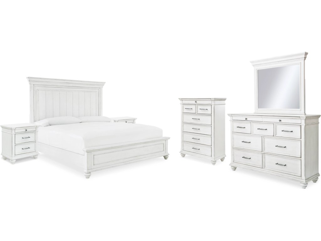 Kanwyn King Panel Bed, Dresser, Mirror, Chest and 2 Nightstands - image 1
