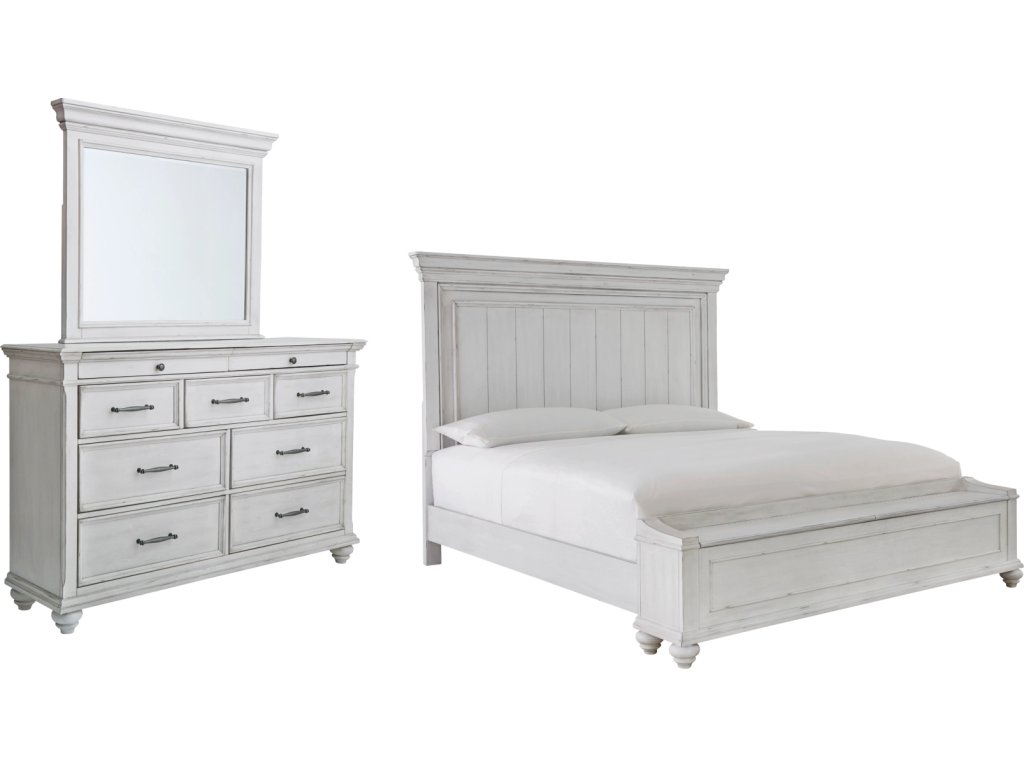Kanwyn King Panel Bed with Storage, Dresser and Mirror - image 1