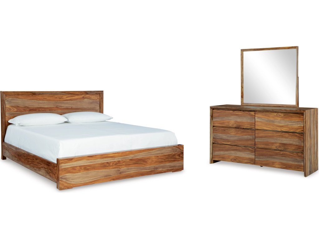 Dressonni California King Panel Bed, Dresser and Mirror - main image