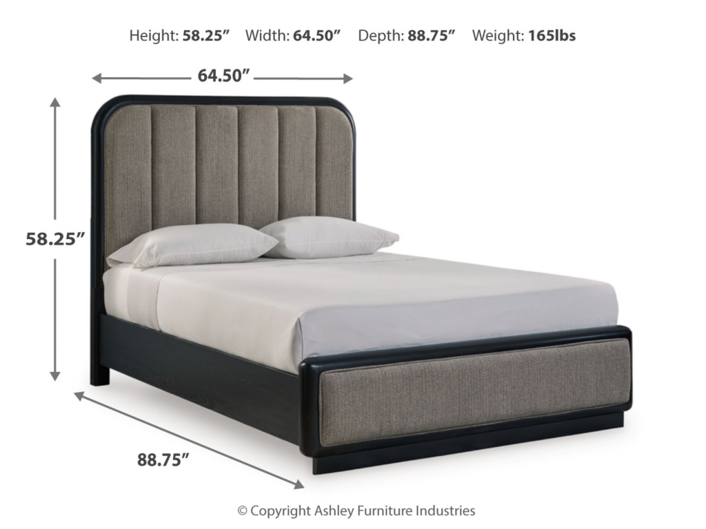 Rowanbeck Queen Upholstered Panel Bed, Dresser, Mirror and Nightstand - image 6