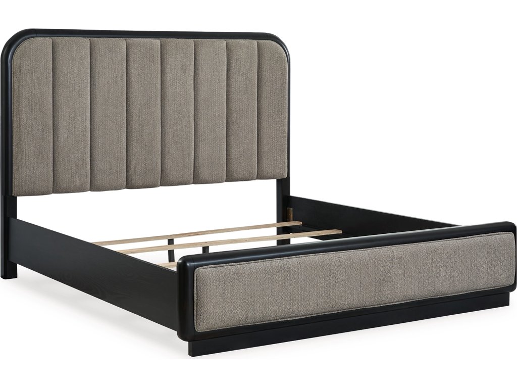 Rowanbeck King Upholstered Panel Bed, Dresser and Mirror - image 4
