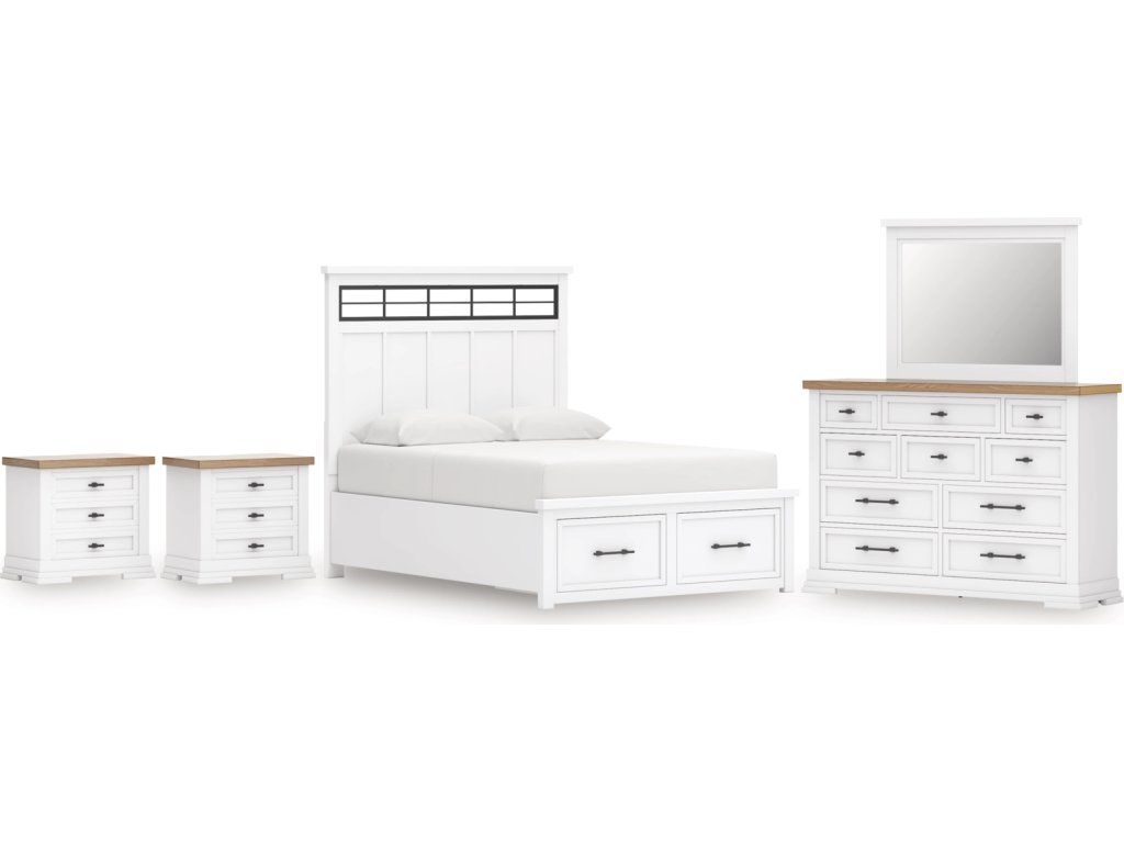 Ashbryn King Panel Bed, Dresser, Mirror and 2 Nightstands - main image