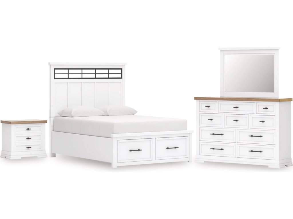 Ashbryn King Panel Storage Bed, Dresser, Mirror and Nightstand - main image