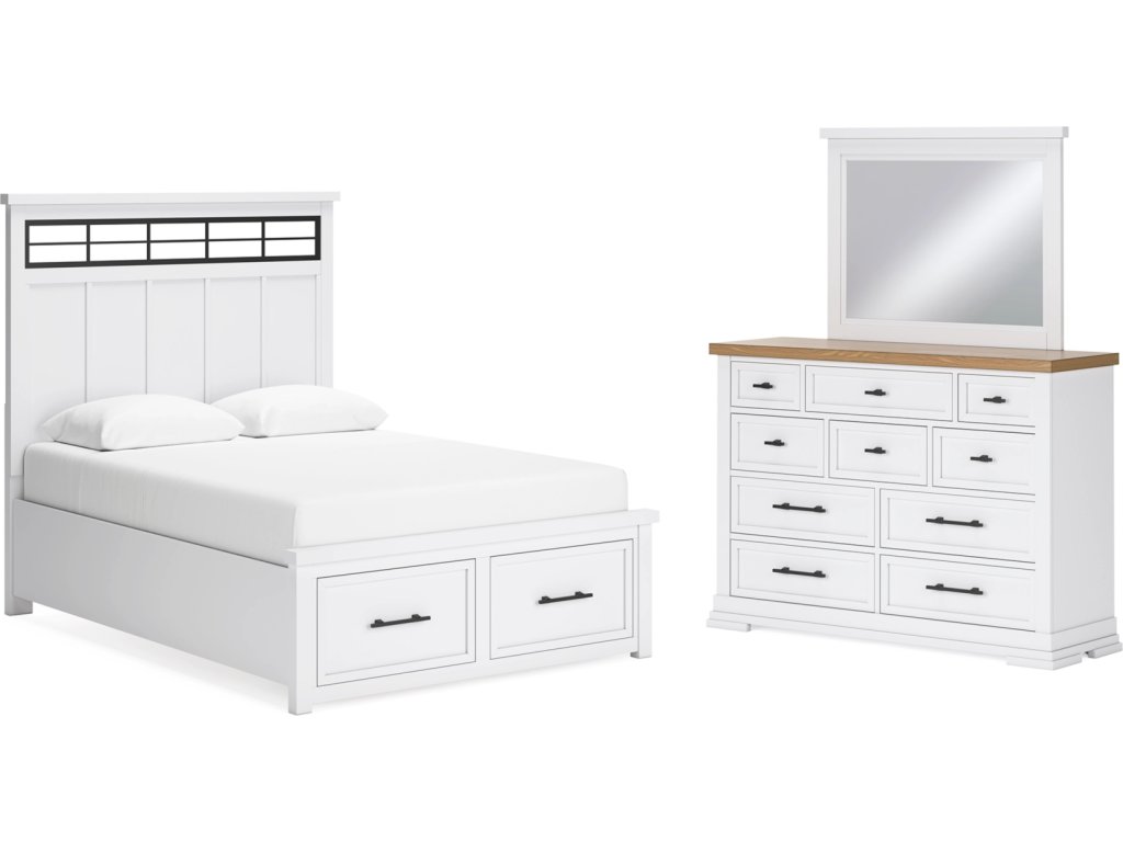 Ashbryn Queen Panel Storage Bed, Dresser and Mirror - main image