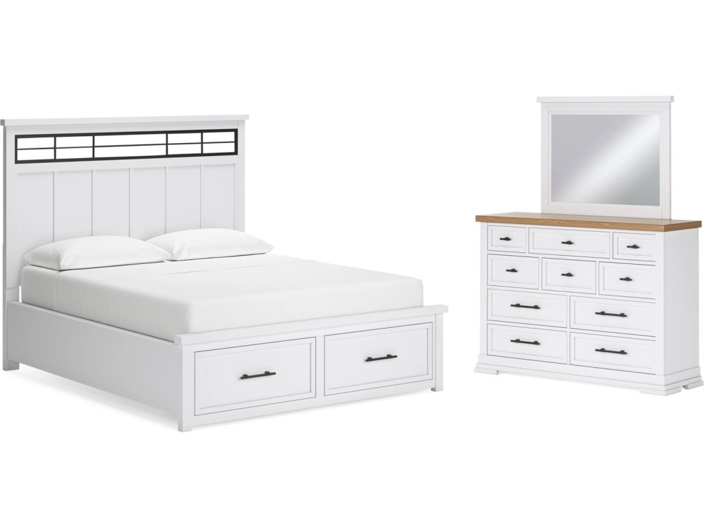 Ashbryn California King Panel Storage Bed, Dresser and Mirror - main image