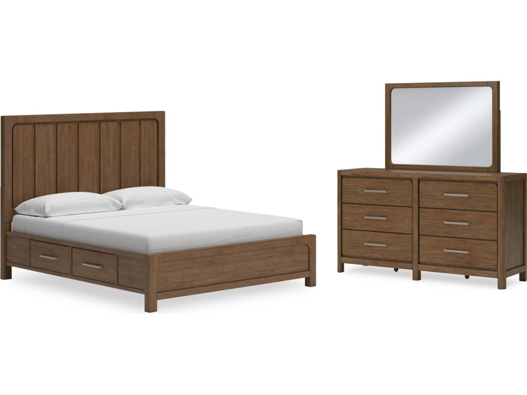 Cabalynn California King Panel Bed with Storage, Dresser and Mirror - main image