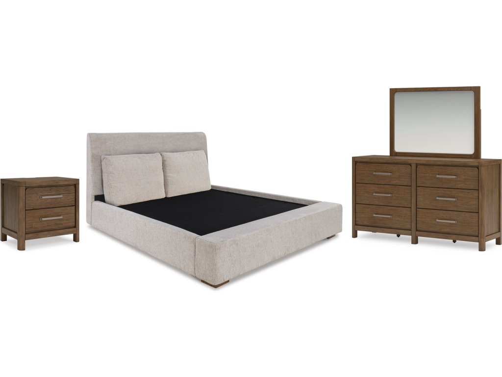 Cabalynn King Upholstered Bed, Dresser, Mirror and Nightstand - main image