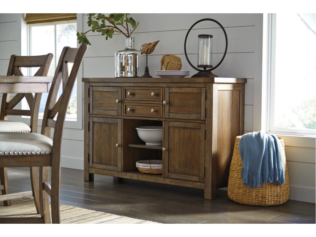 Moriville Counter Height Dining Table with 4 Barstools, Bench, and Server - image 16