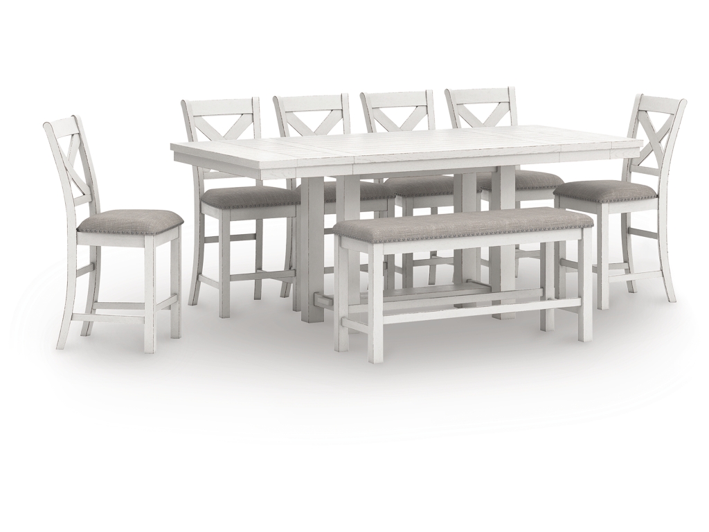 Robbinsdale Counter Height Extension Dining Table, 6 Barstools and Bench - main image