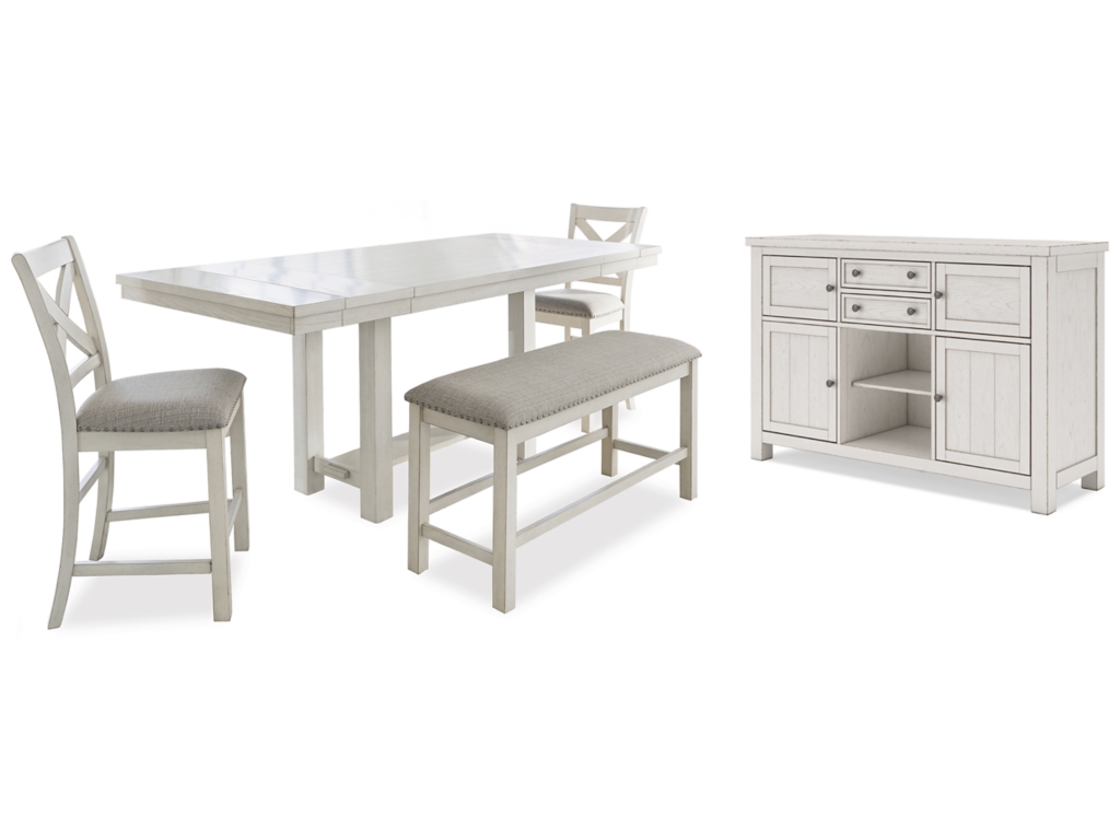 Robbinsdale Counter Height Dining Table, 2 Barstools, Bench and Server - main image