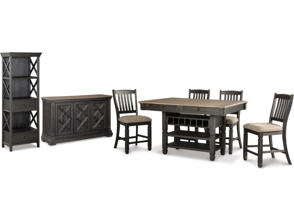 Tyler Creek Counter Height Table with 4 Barstools, Server and Display Cabinet - main image