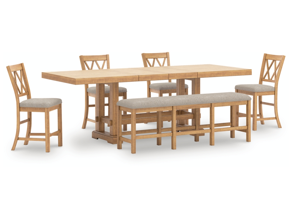 Havonplane Counter Height Extension Dining Table 4 Barstools and Bench - main image