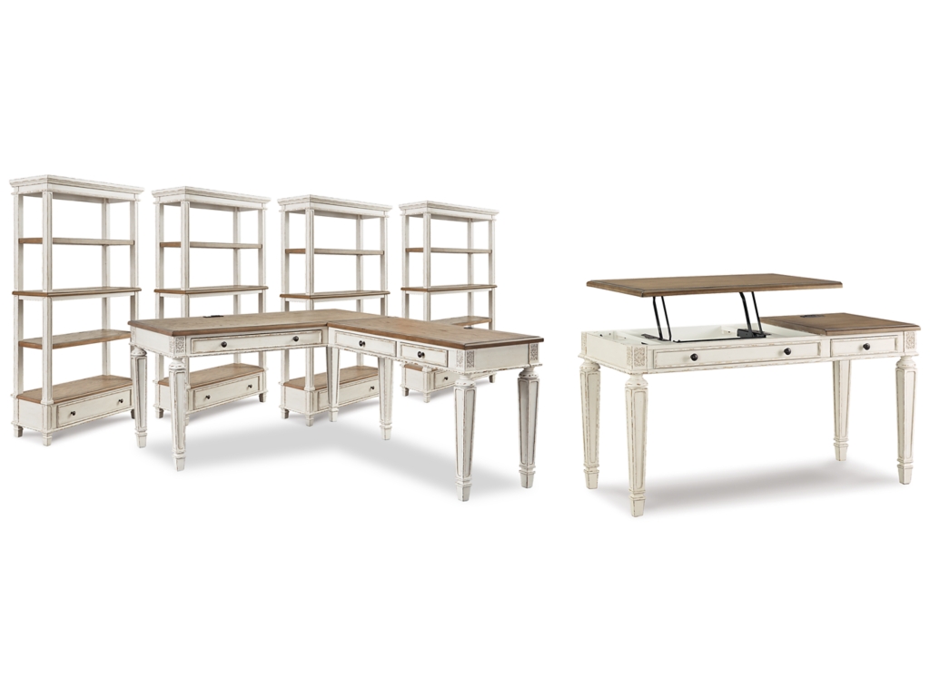 Realyn Lift-top Desk, L-shaped Desk and 4 Bookcases - main image