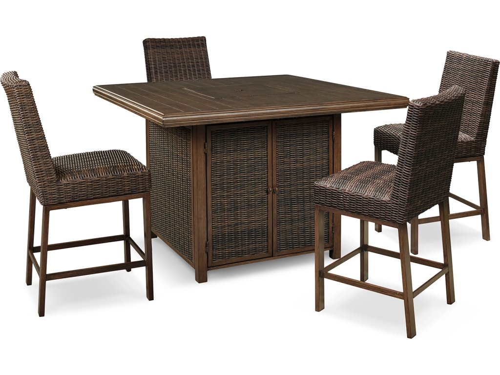 Paradise Trail Outdoor Counter Height Dining Table with 4 Barstools - main image