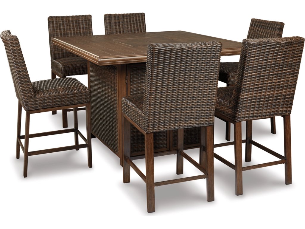 Paradise Trail Outdoor Bar Fire Pit Table with 6 Barstools - image 3