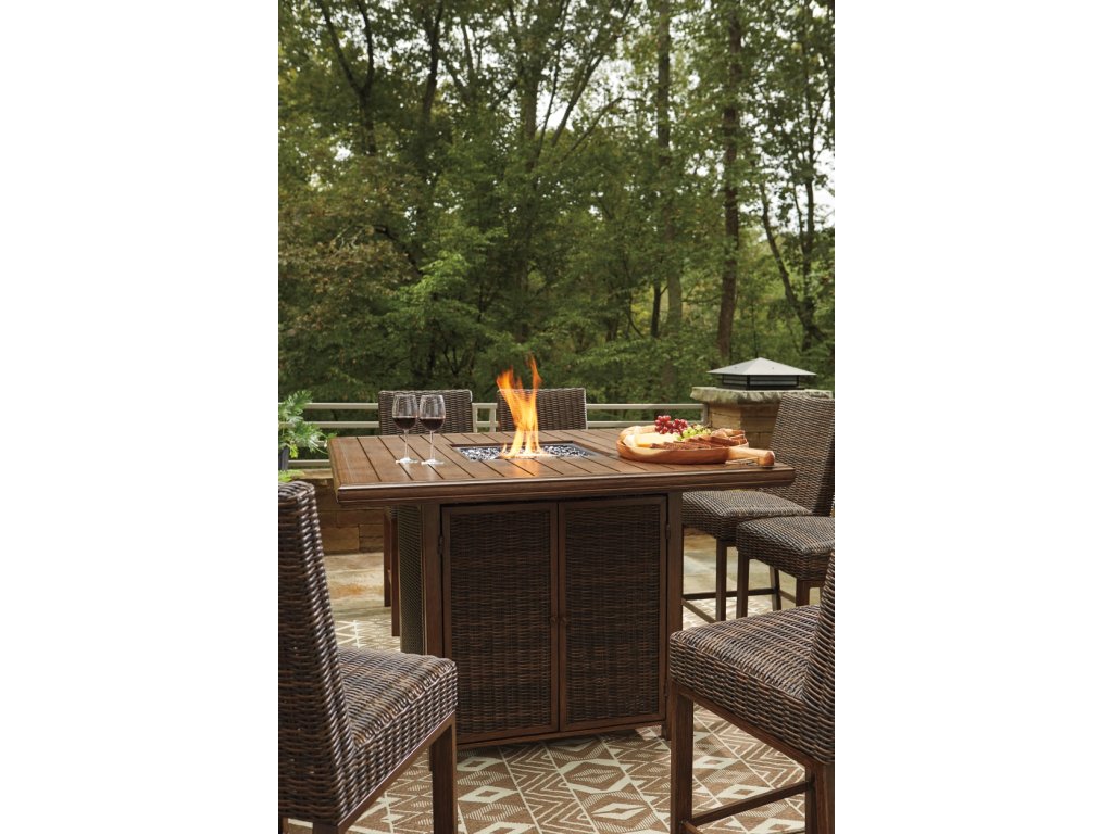 Paradise Trail Outdoor Bar Fire Pit Table with 6 Barstools - image 4