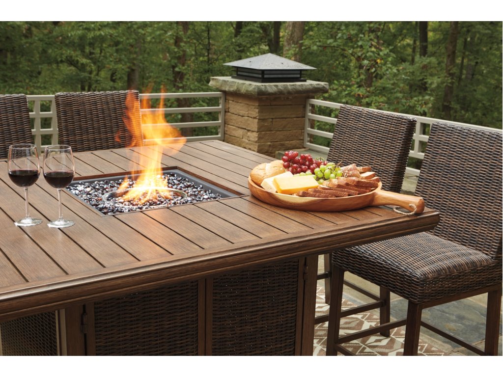 Paradise Trail Outdoor Bar Fire Pit Table with 6 Barstools - image 5