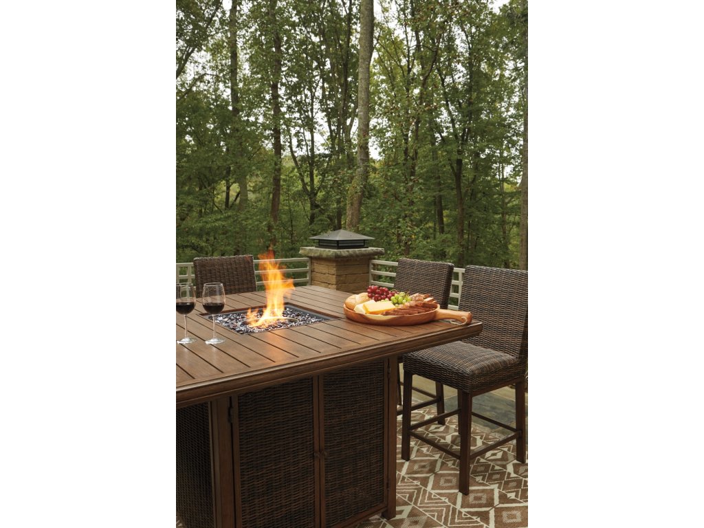 Paradise Trail Outdoor Bar Fire Pit Table with 6 Barstools - image 6