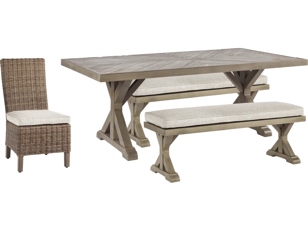 Beachcroft Outdoor Dining Table with 4 Chairs and Bench - main image