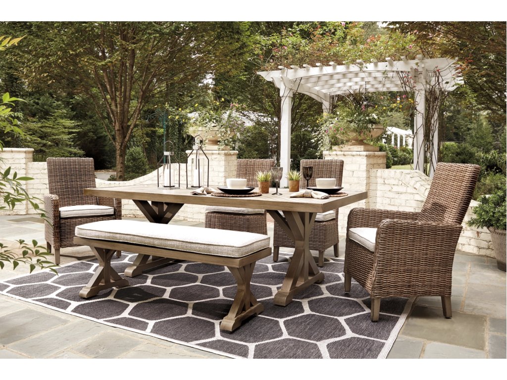 Beachcroft Outdoor Dining Table with 4 Chairs and Bench - main image