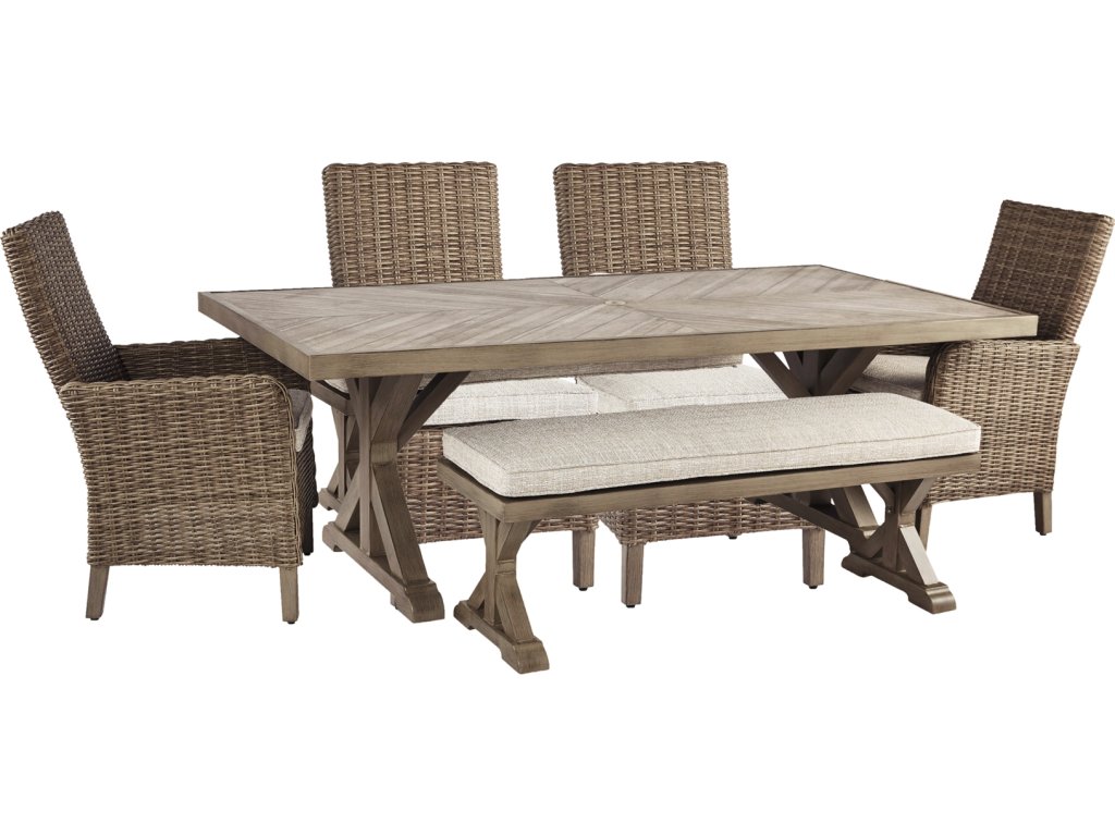Beachcroft Outdoor Dining Table with 4 Chairs and Bench - image 1