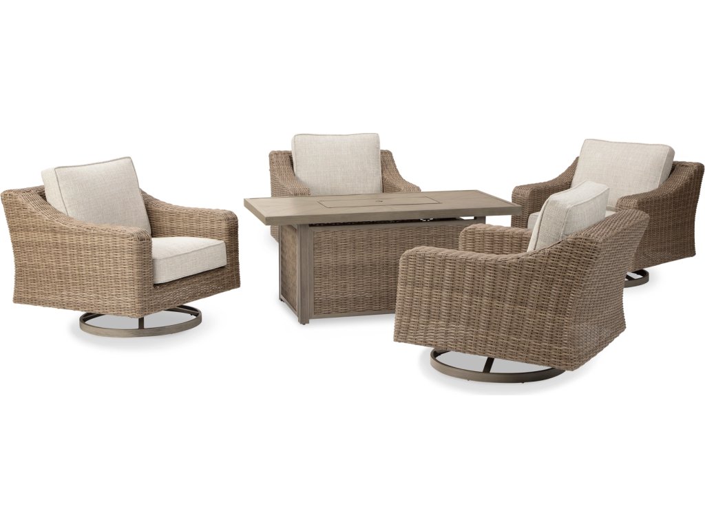 Beachcroft 5-Piece Outdoor Fire Pit Table with 4 Chairs - image 1