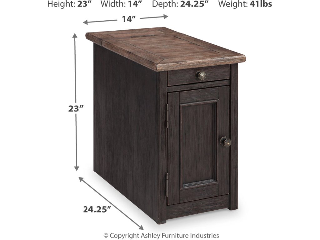 Tyler Creek Chairside End Table with USB Ports & Outlets - image 3