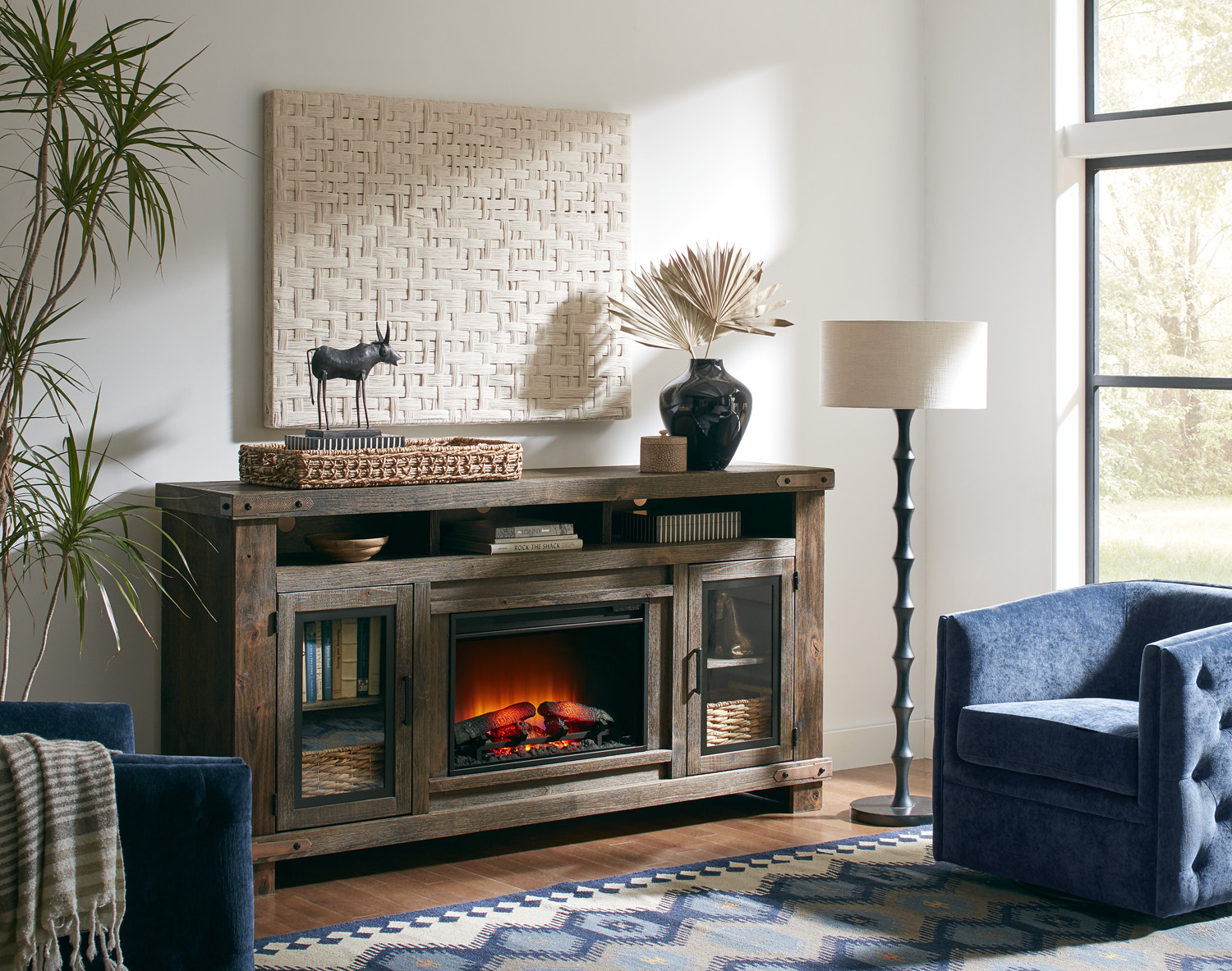 79" Highboy Fireplace Console w/ 2 Doors - image 1