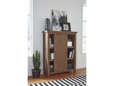 Autumn Sliding Door Bookcase in Flint Oak - Alternative View