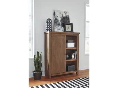 Autumn Sliding Door Bookcase in Flint Oak